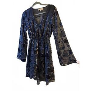Band of Gypsies velvet sheer dress with bell sleeves XS
